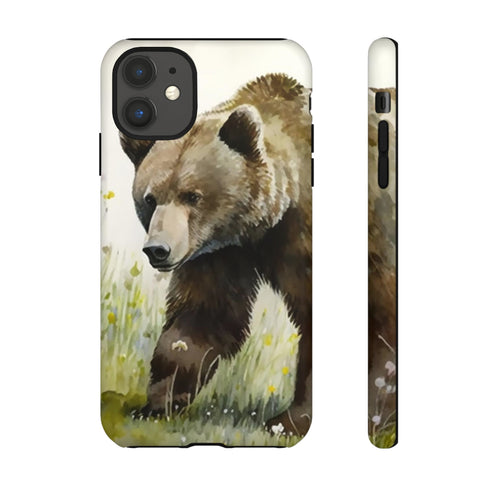 Grizzly Bear in a Field - Impact Resistant Phone Case iPhone 11 Matte
